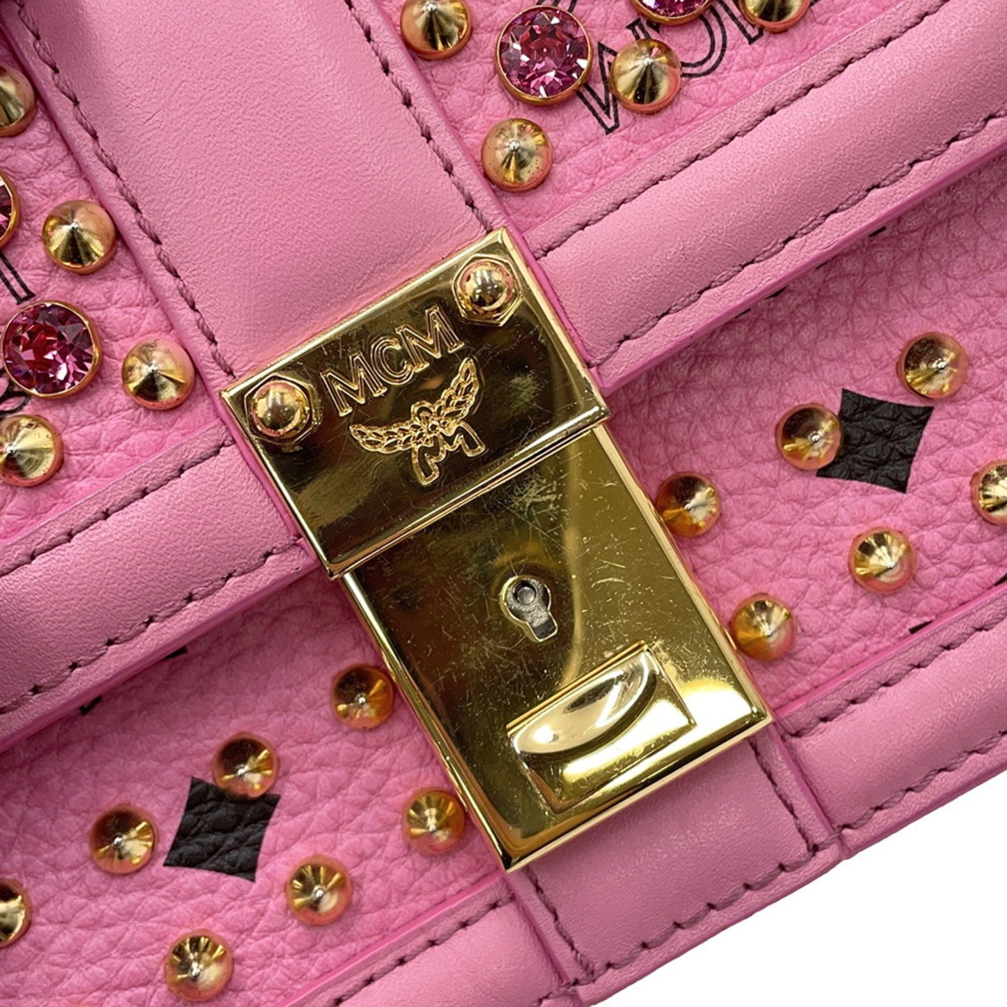 Mcm Rhinestones Pink Handbags