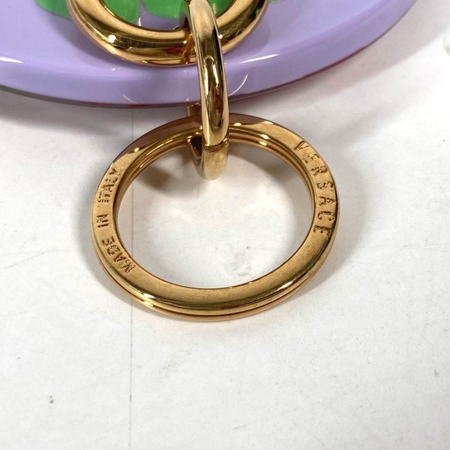 Versace Glossy Material Green Key Rings