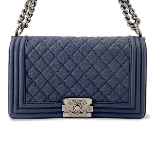 Chanel Calfskin Blue Shoulder Bags