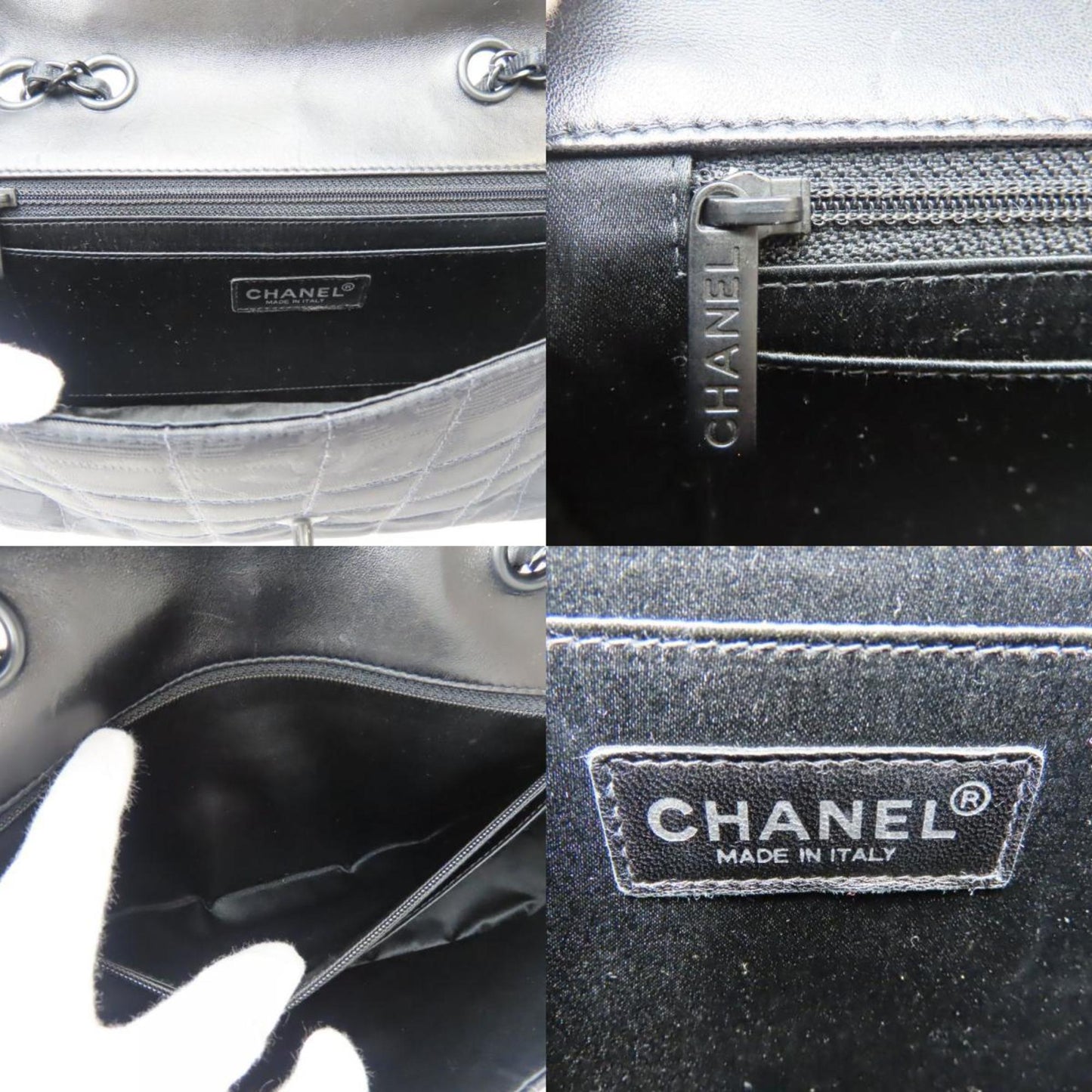 Chanel Woven Fabric Black Shoulder Bags