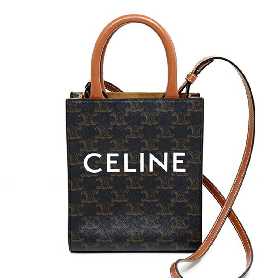 Celine Canvas Brown Shoulder Bags