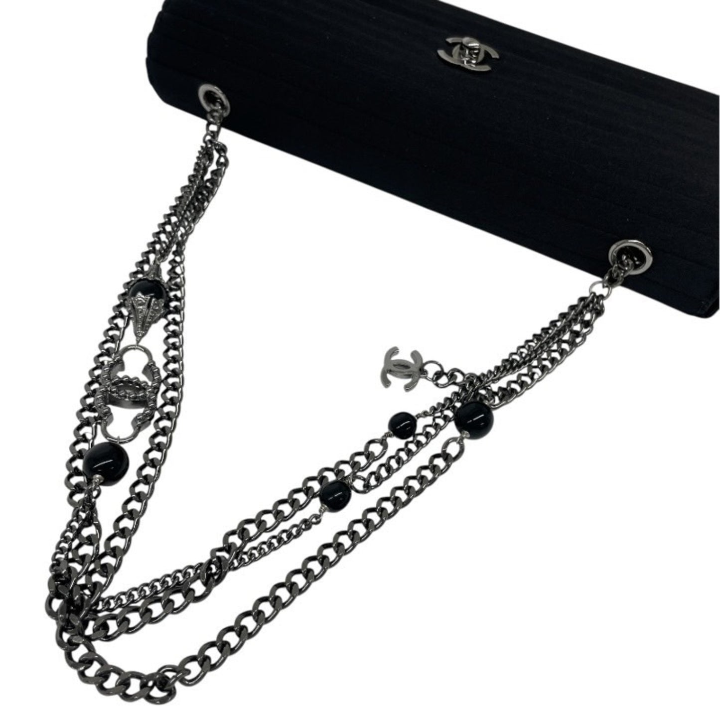 Chanel Satin Black Shoulder Bags
