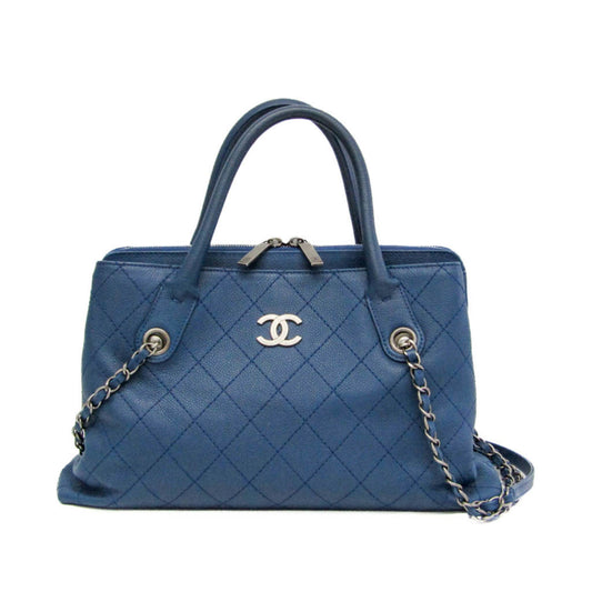 Chanel Calfskin Blue Handbags