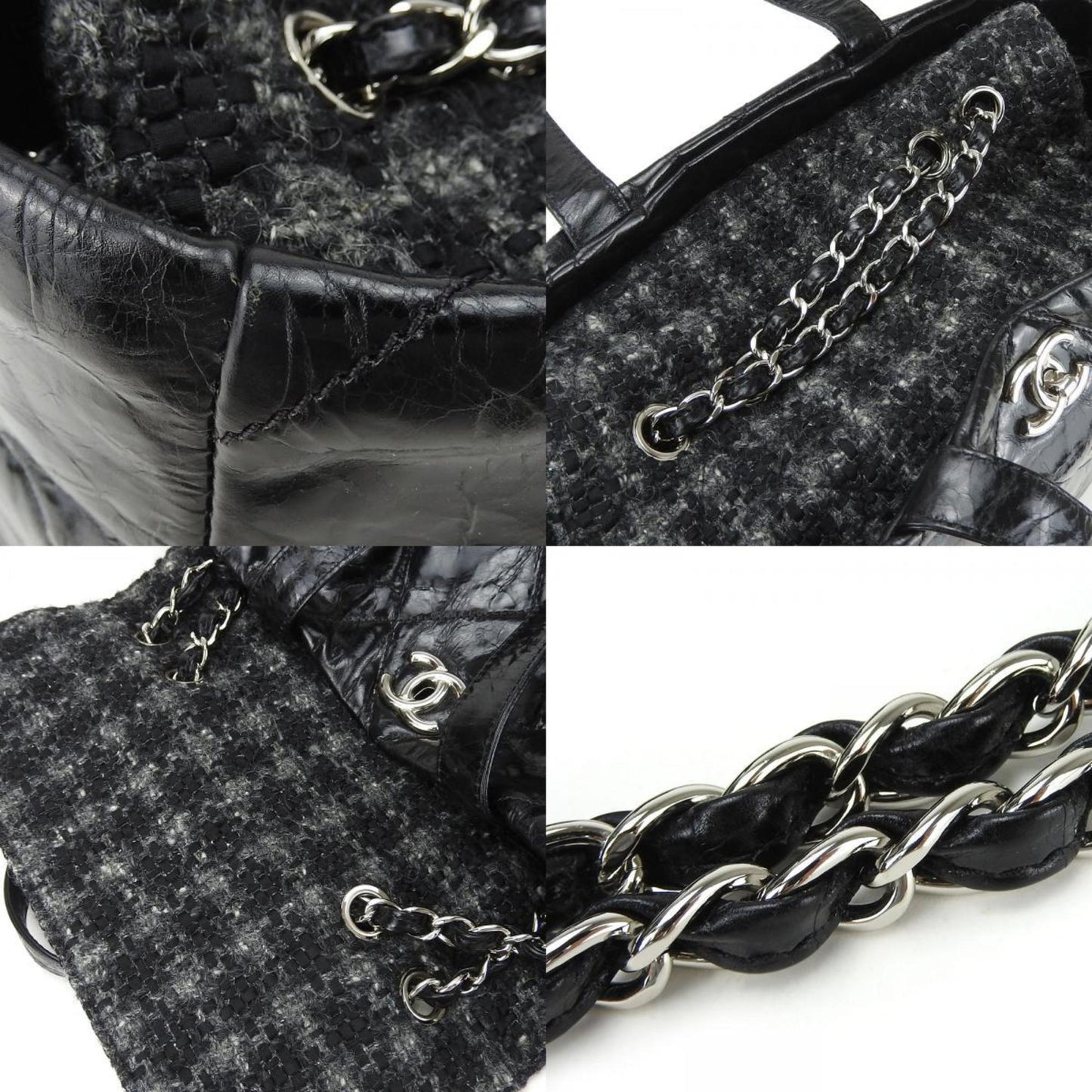 Chanel Tweed Black Tote Bags