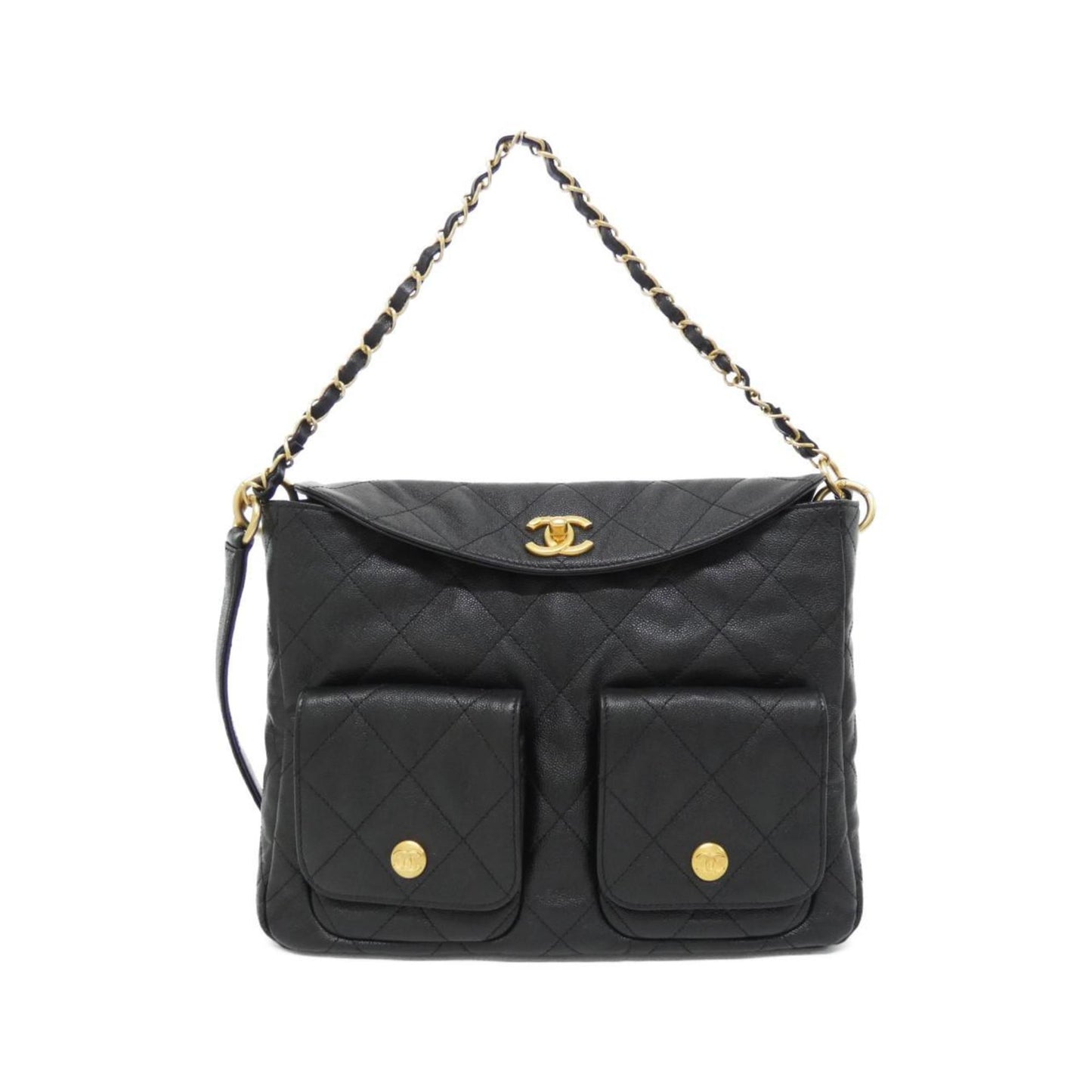 Chanel Calfskin Black Shoulder Bags