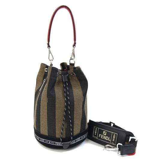 Fendi Woven Fabric Black Shoulder Bags