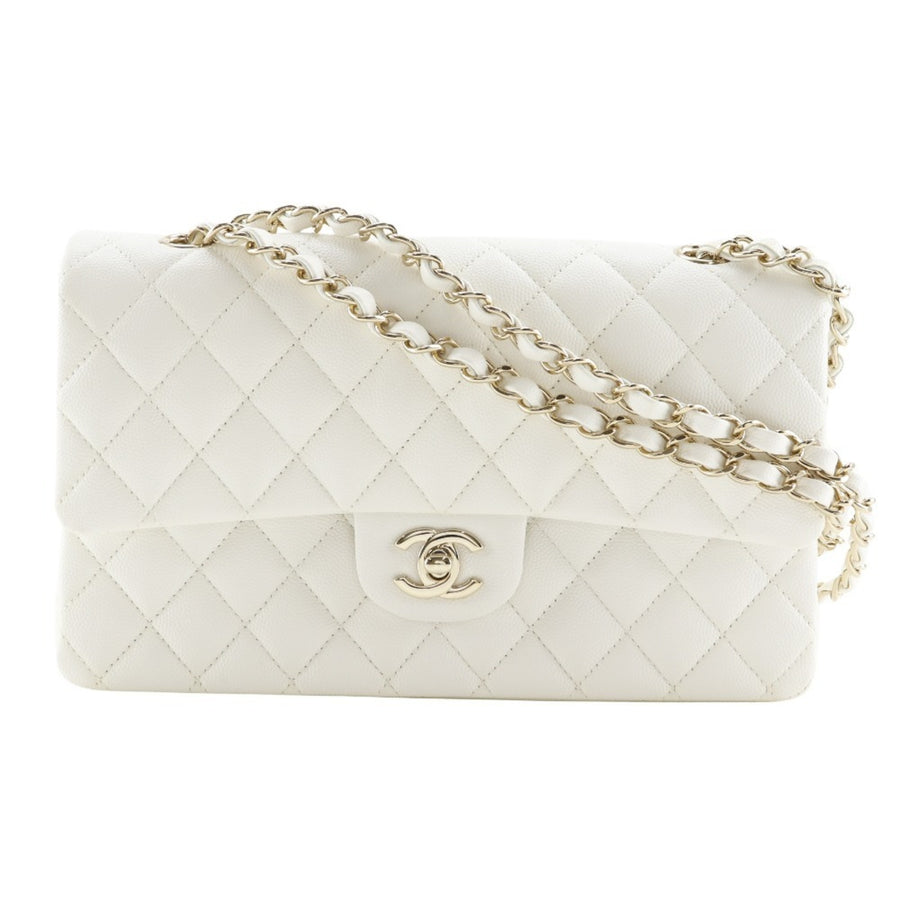 Chanel Calfskin White Shoulder Bags