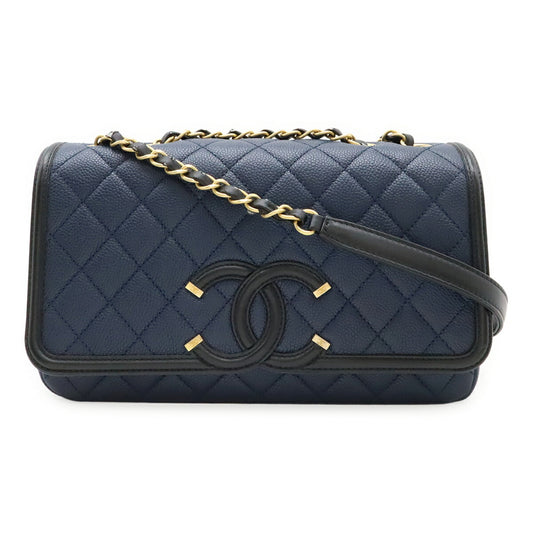 Chanel Calfskin Blue Shoulder Bags
