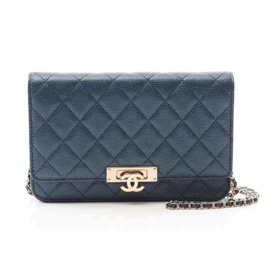 Chanel Calfskin Blue Shoulder Bags