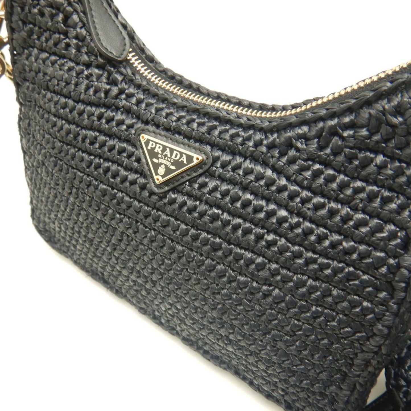 Prada Woven Fabric Black Shoulder Bags