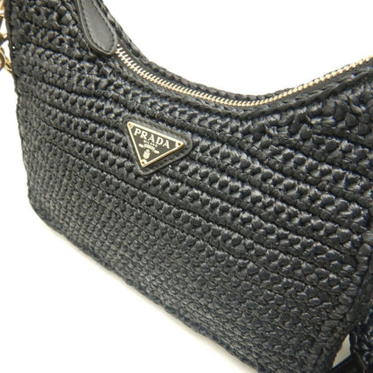 Prada Woven Fabric Black Shoulder Bags