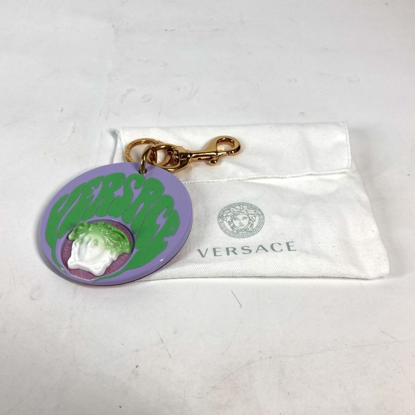 Versace Glossy Material Green Key Rings