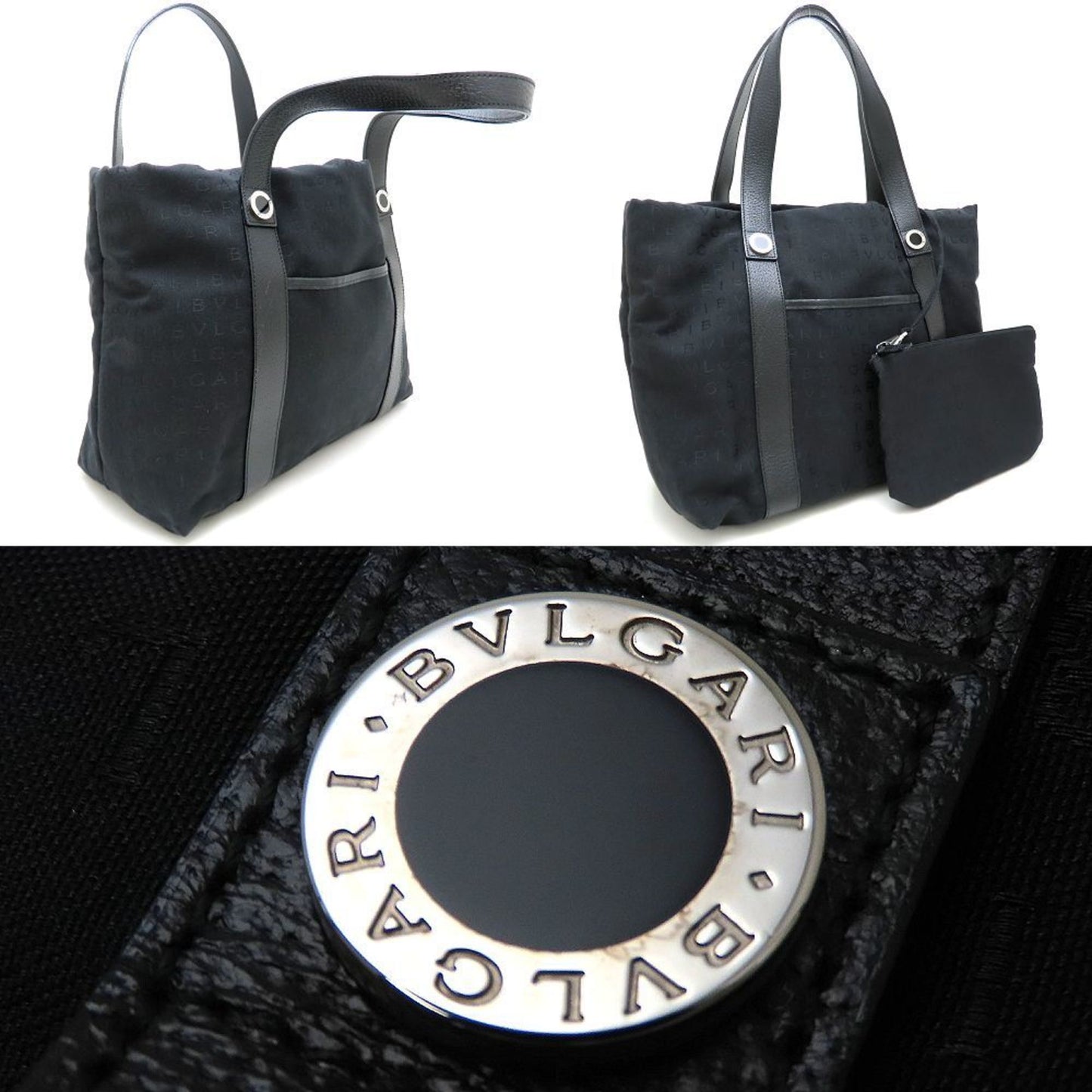 Bvlgari Canvas Black Tote Bags