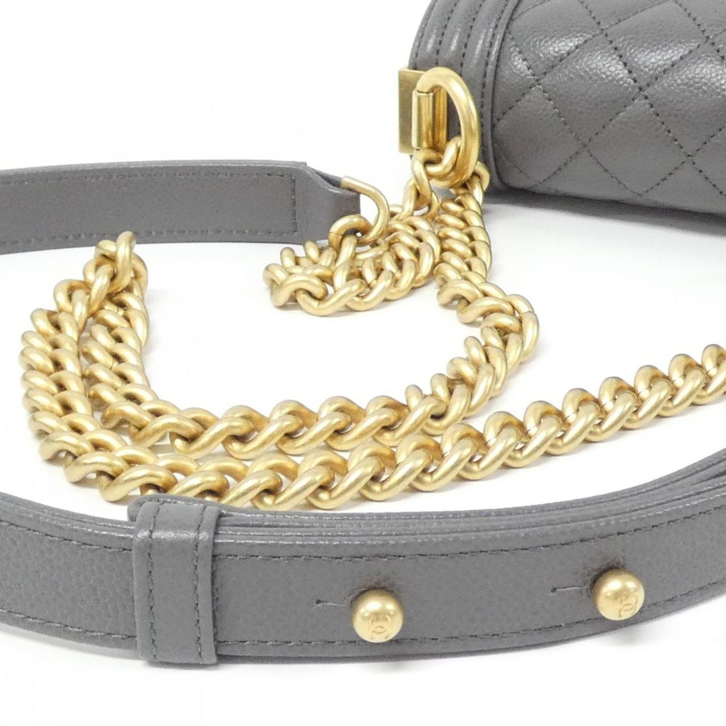 Chanel Calfskin Gray Shoulder Bags