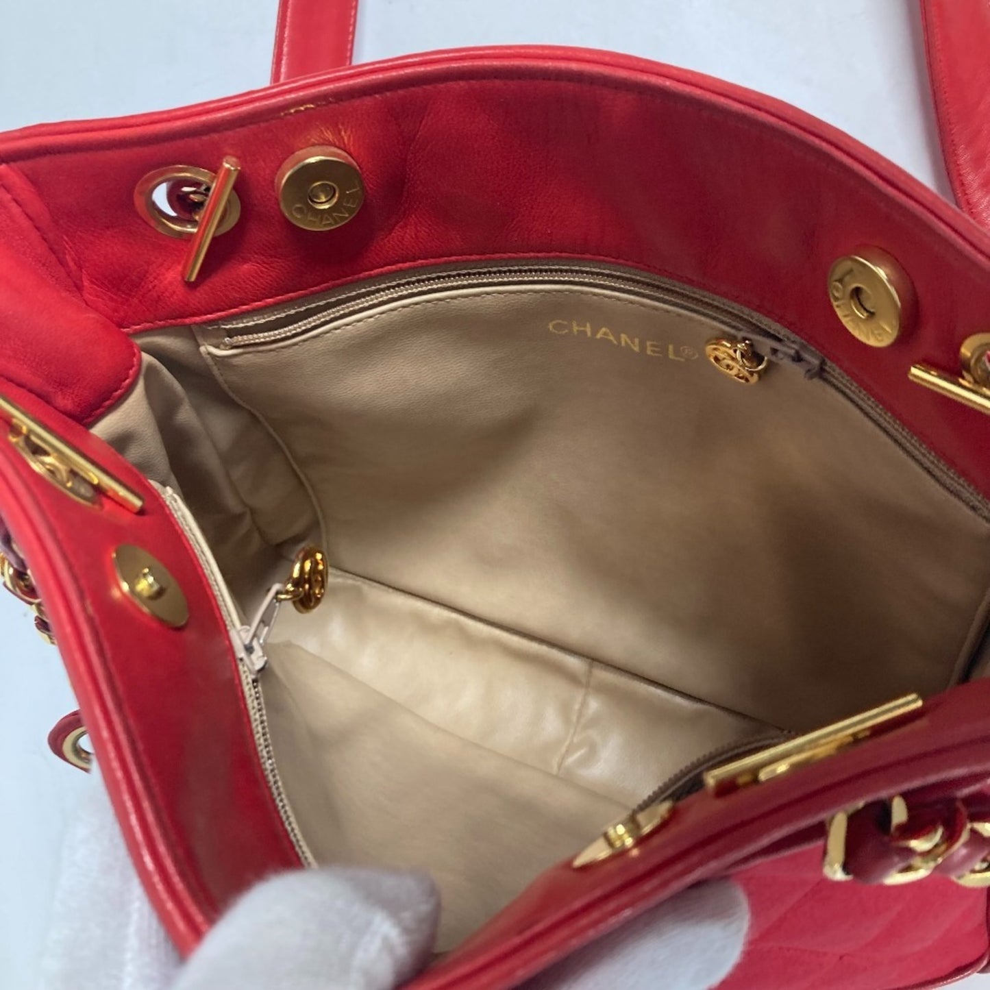 Chanel Satin Red Shoulder Bags