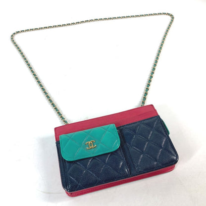 Chanel Calfskin Blue Shoulder Bags