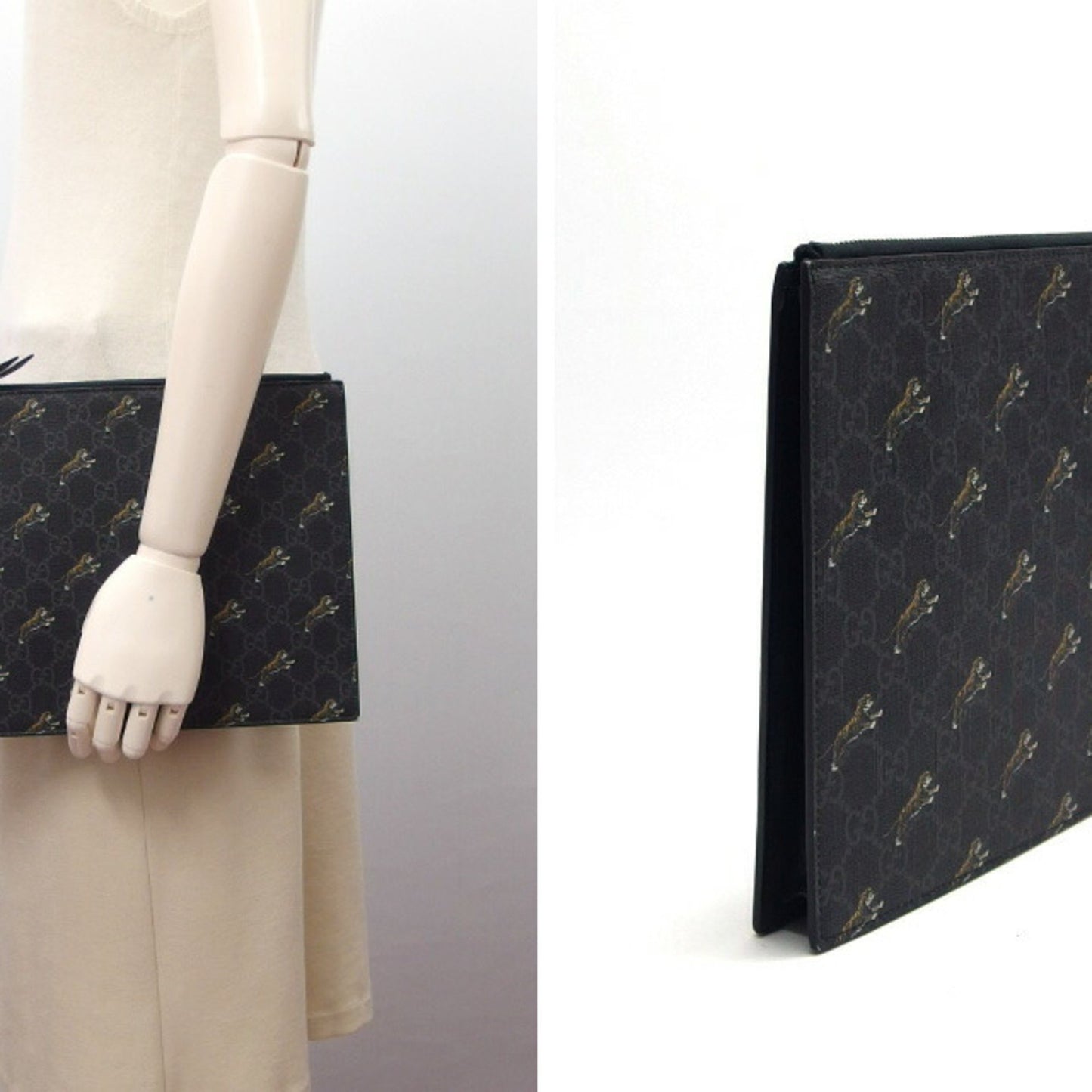 Gucci Coated Canvas Black Clutch Bags