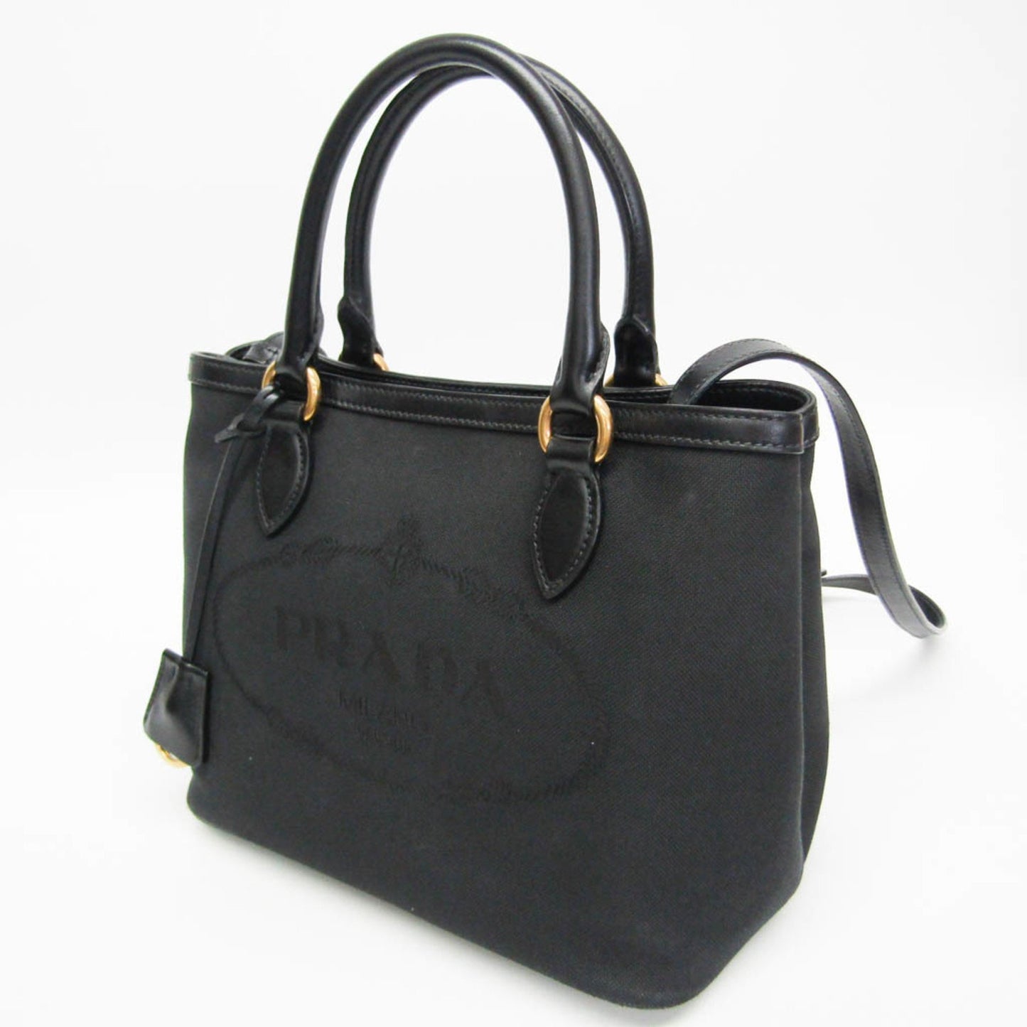 Prada Woven Fabric Black Handbags