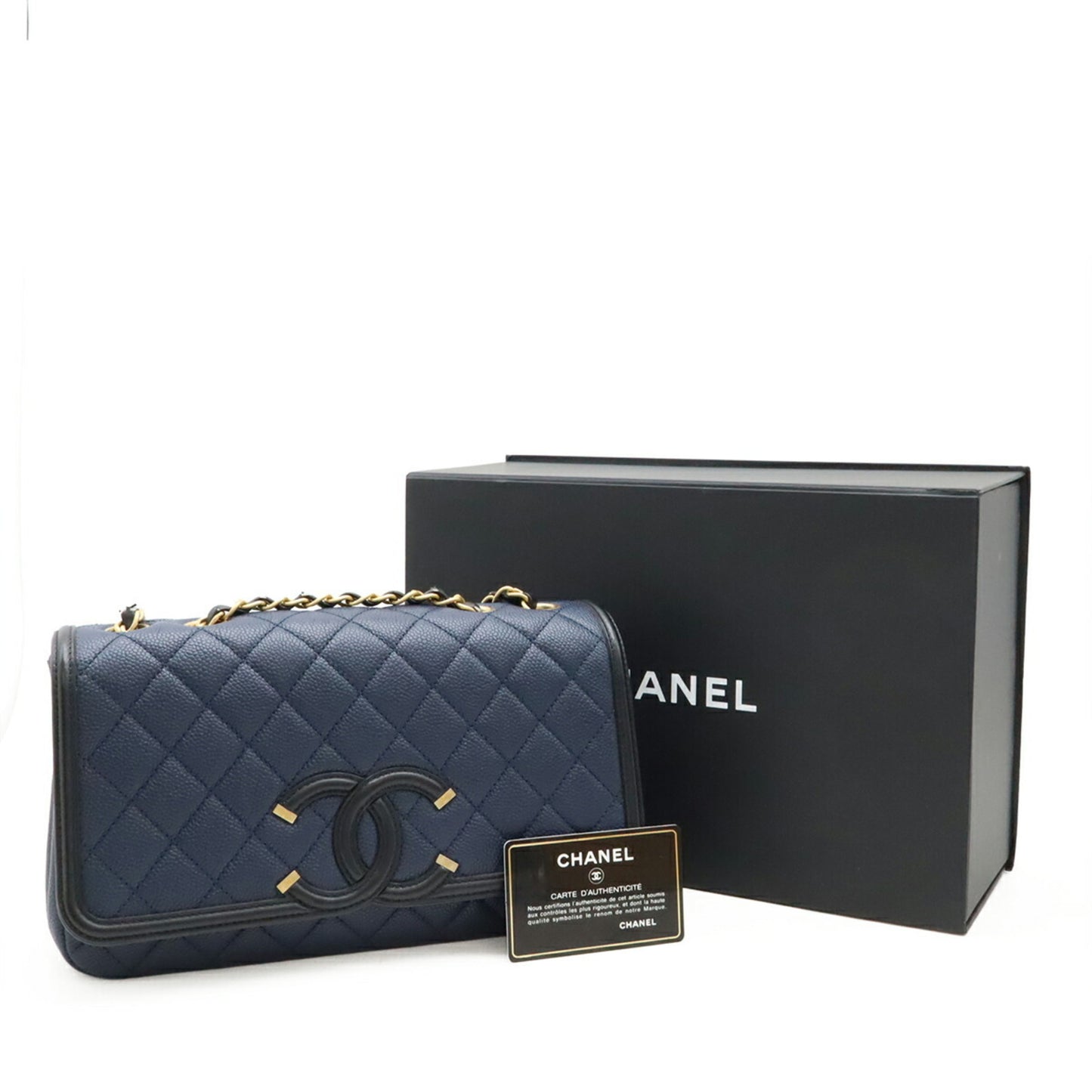 Chanel Calfskin Blue Shoulder Bags
