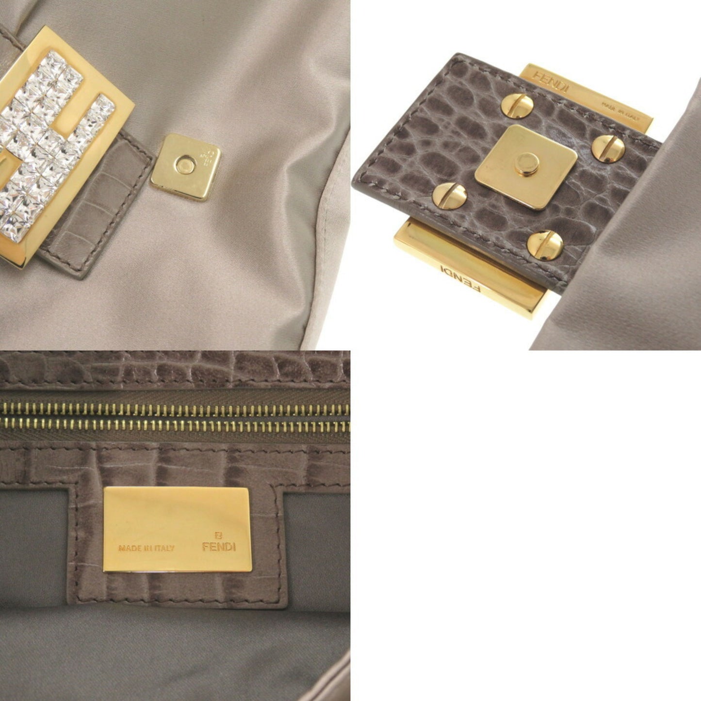 Fendi Satin Gray Handbags