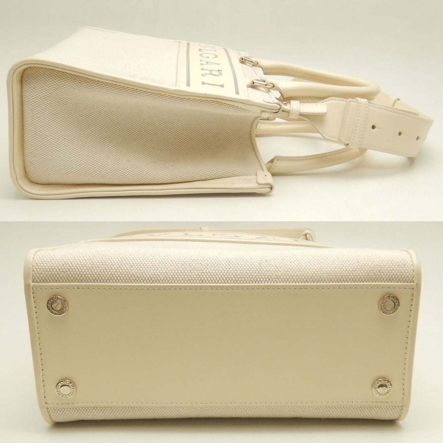 Bvlgari Canvas White Tote Bags