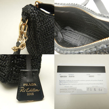 Prada Woven Fabric Black Shoulder Bags