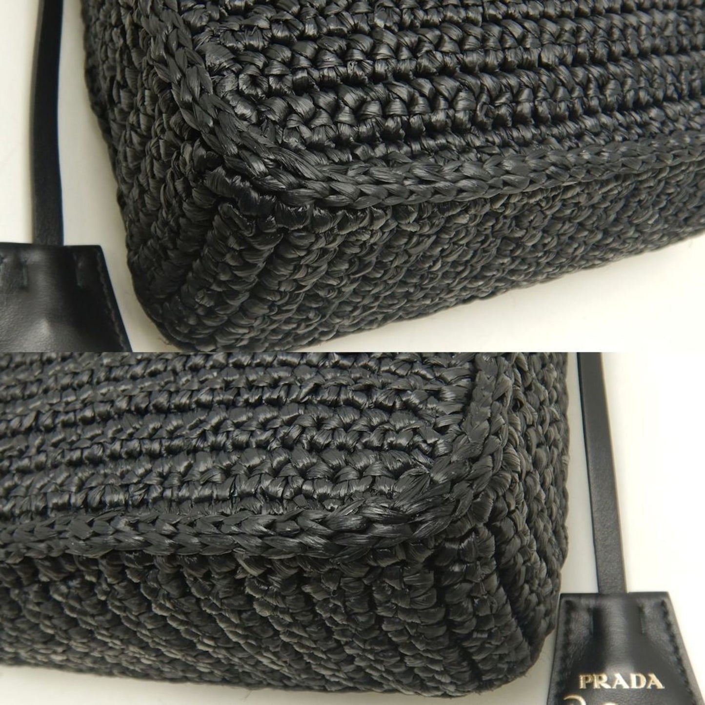 Prada Woven Fabric Black Shoulder Bags