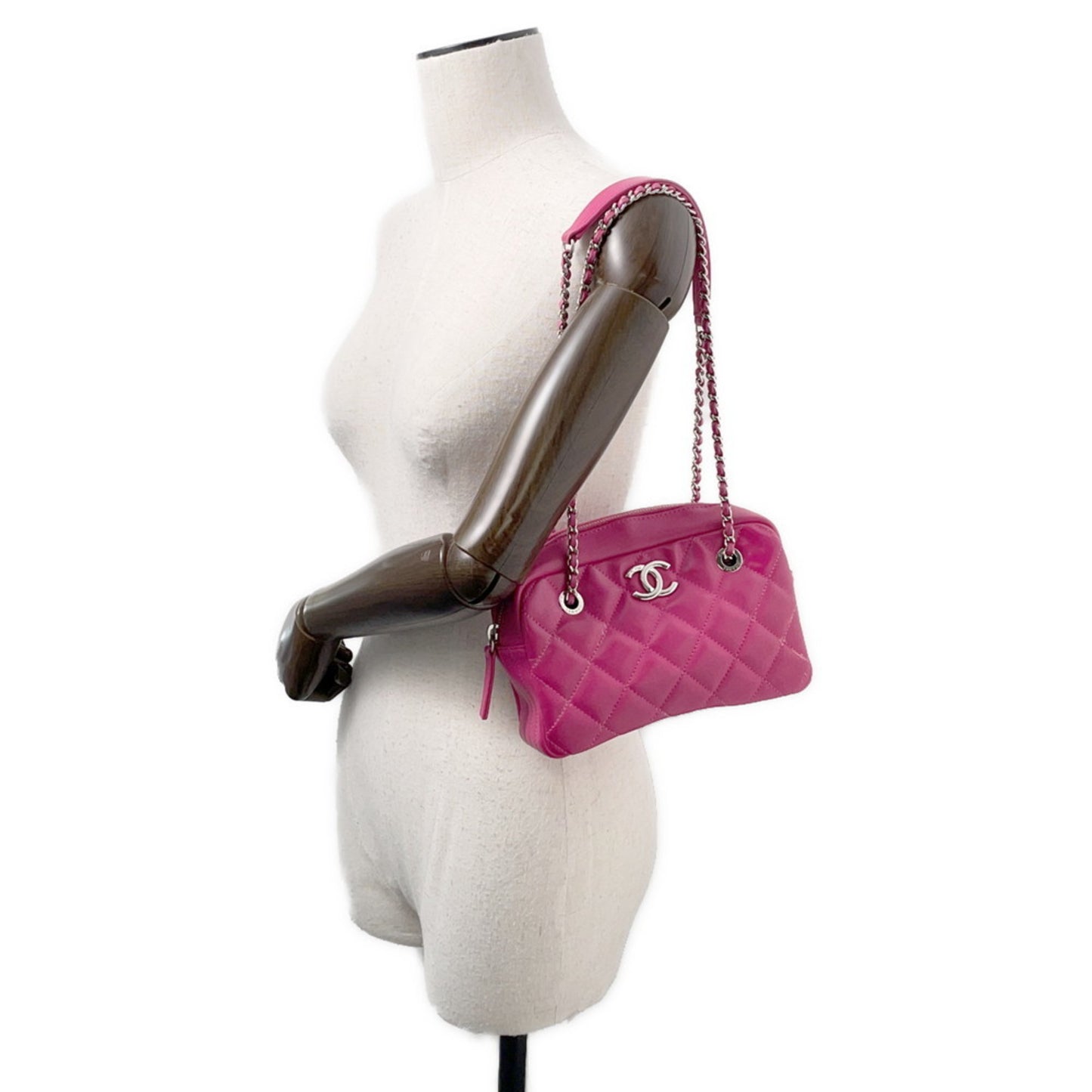 Chanel Faux Leather Pink Shoulder Bags