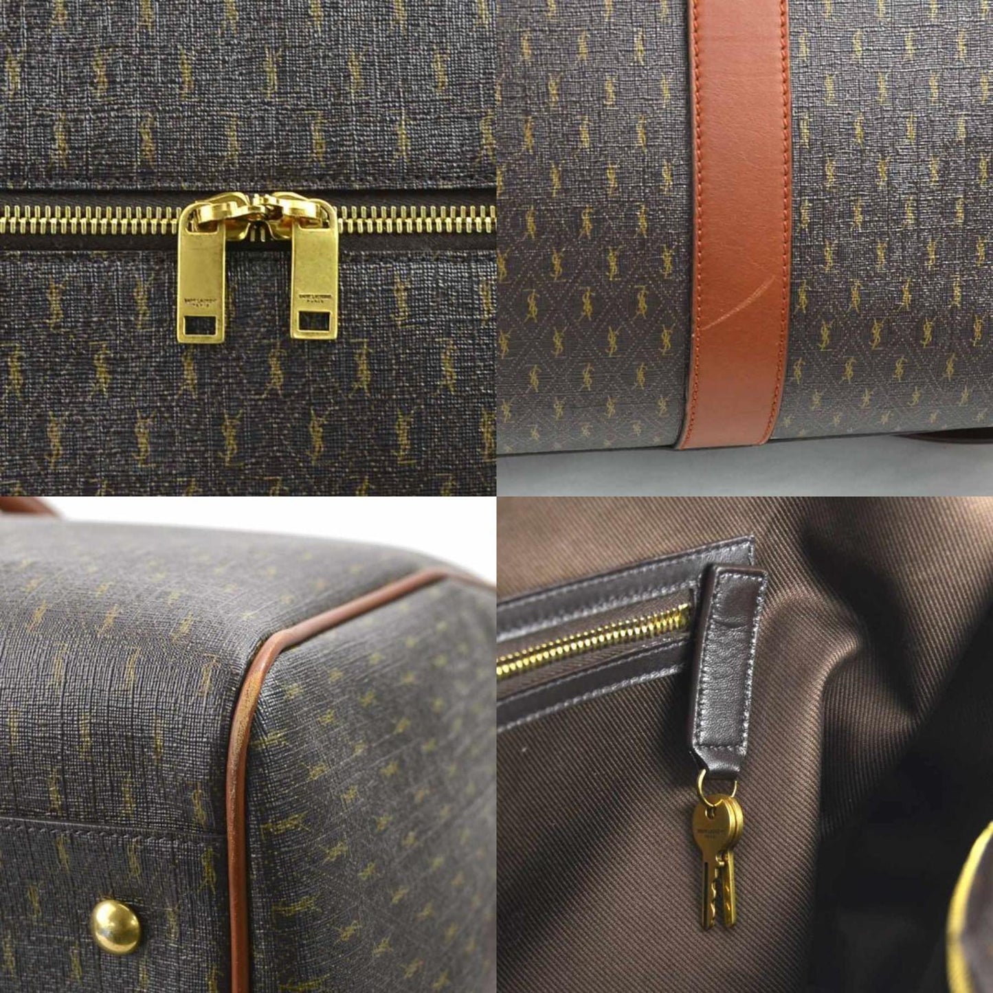 Saint Laurent Coated Canvas Brown Travel Bags