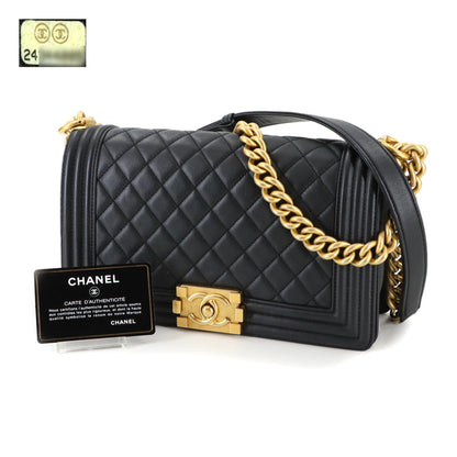 Chanel Calfskin Black Shoulder Bags