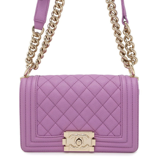 Chanel Calfskin Purple Shoulder Bags