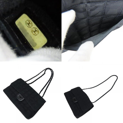 Chanel Woven Fabric Black Shoulder Bags