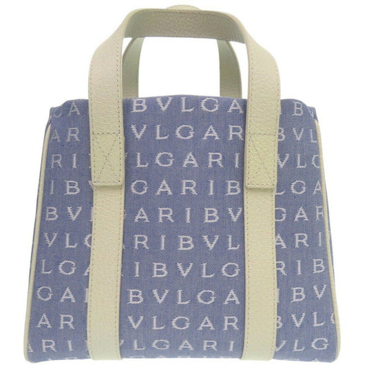 Bvlgari Canvas Blue Tote Bags