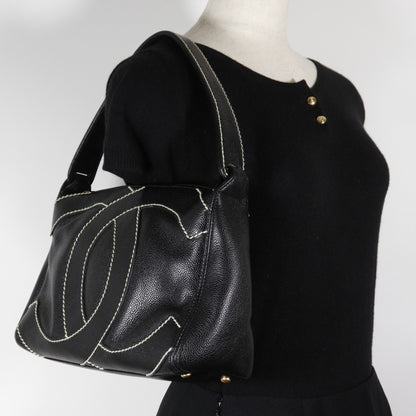 Chanel Calfskin Black Shoulder Bags