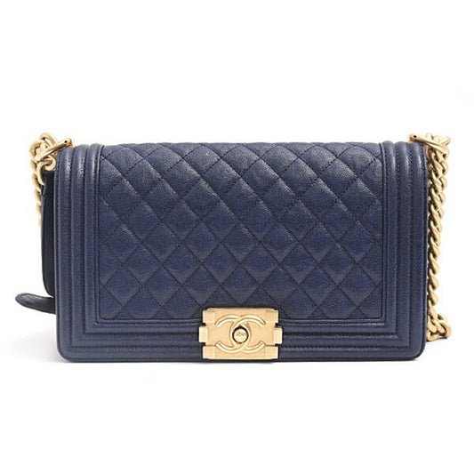 Chanel Calfskin Blue Shoulder Bags