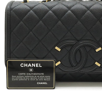 Chanel Calfskin Black Shoulder Bags
