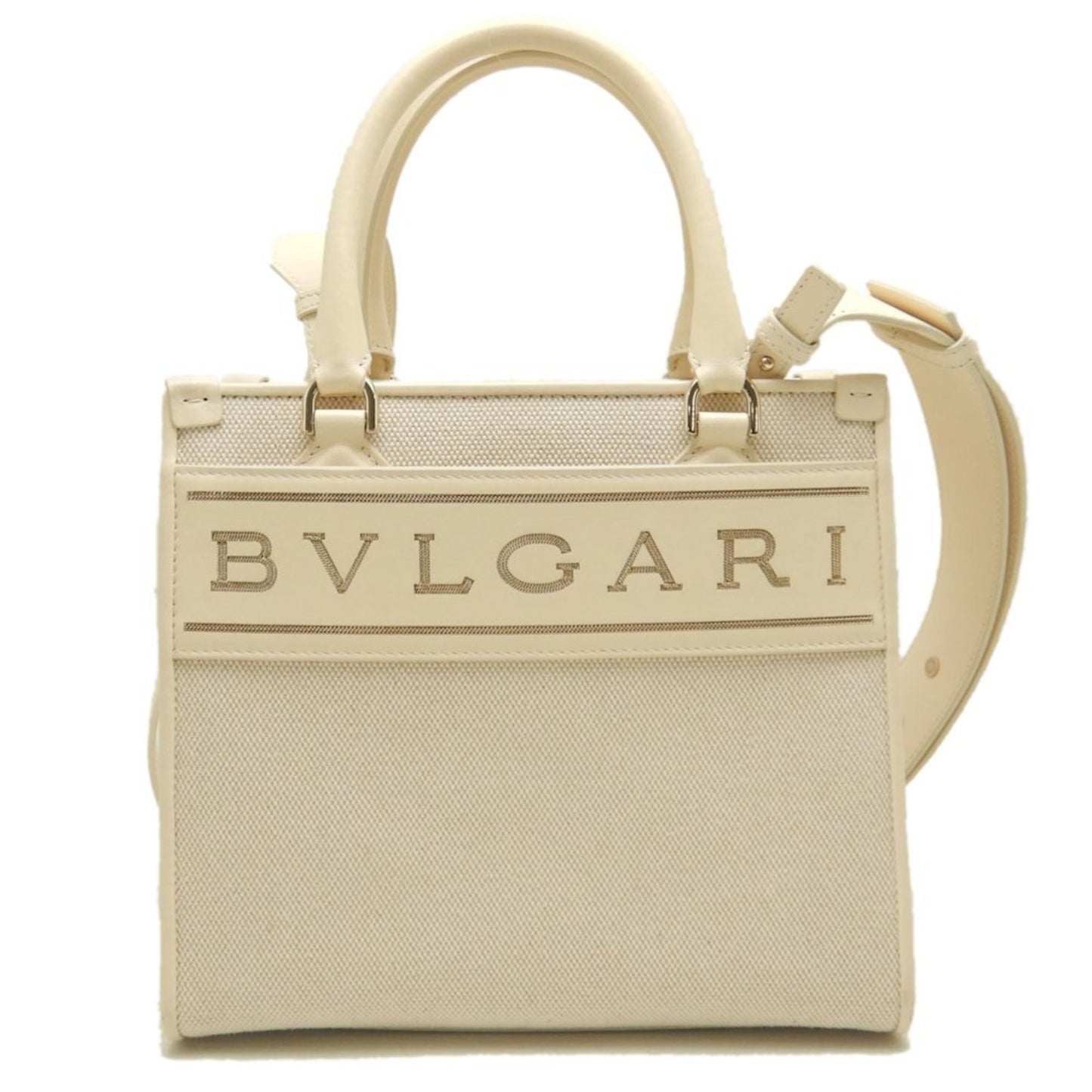Bvlgari Canvas White Tote Bags