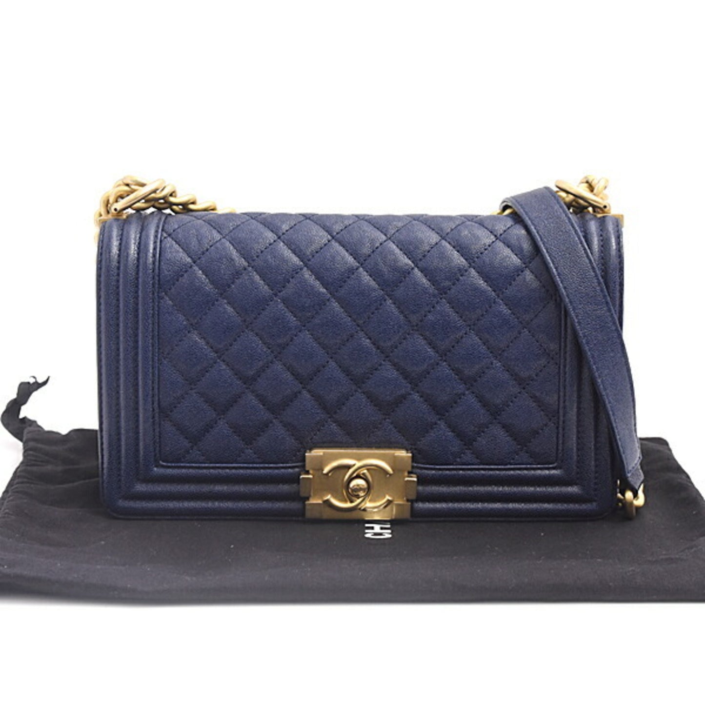 Chanel Calfskin Blue Shoulder Bags