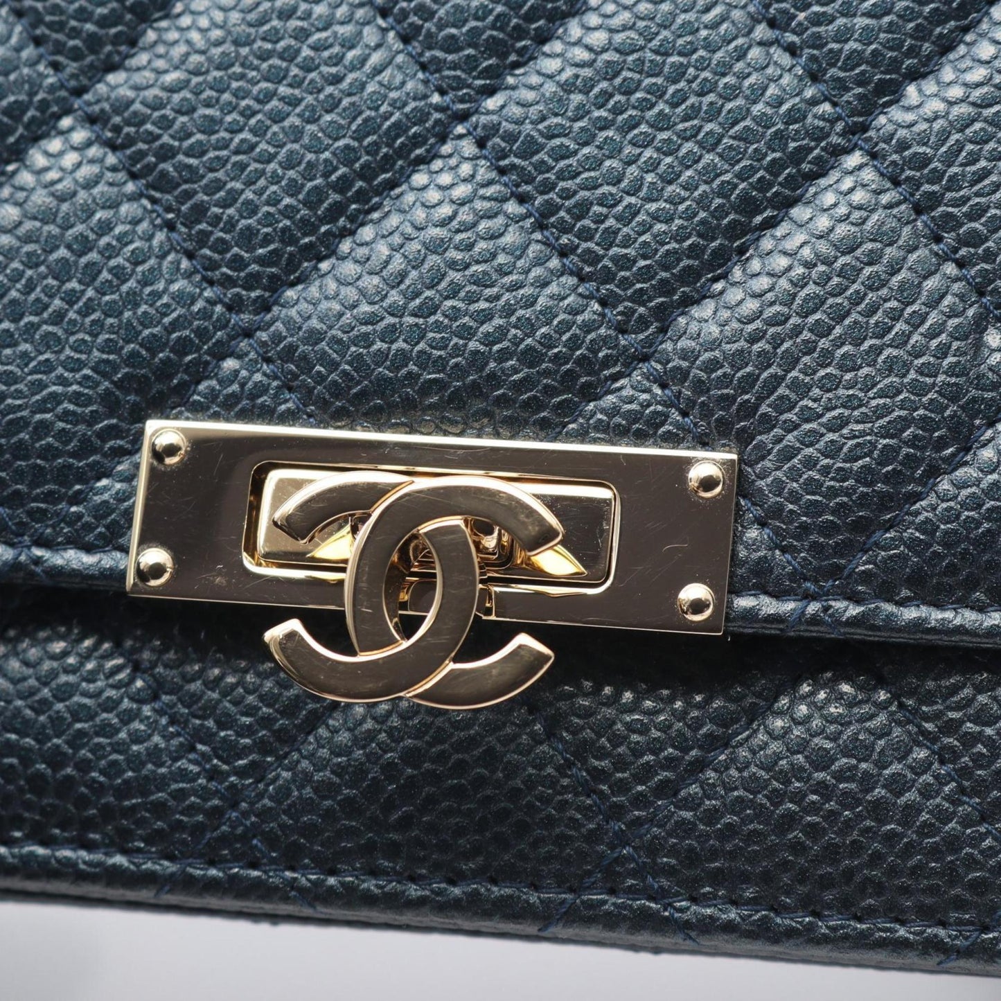 Chanel Calfskin Blue Shoulder Bags