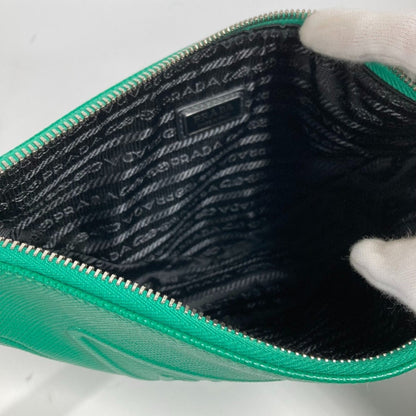 Prada Glossy Material Green Clutch Bags