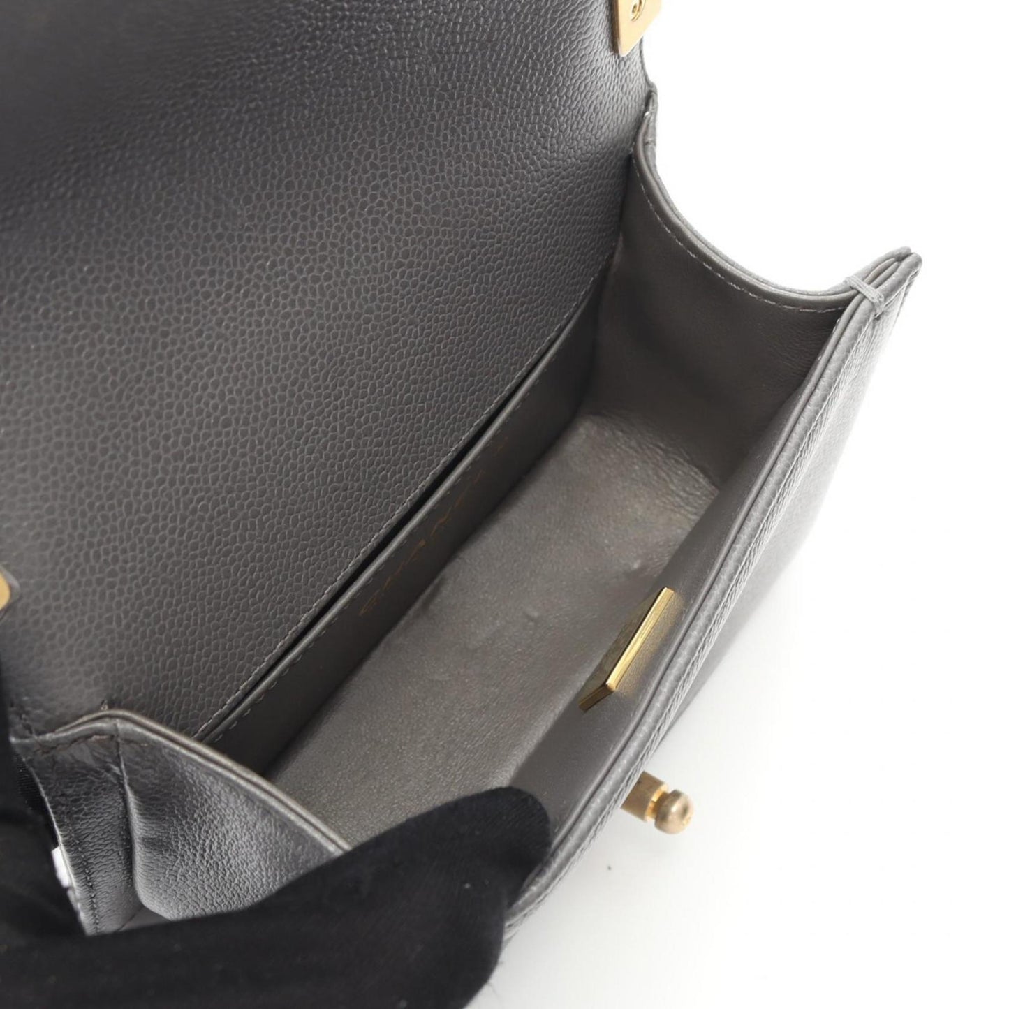 Chanel Calfskin Gray Shoulder Bags