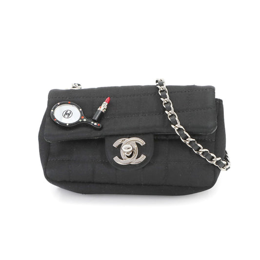 Chanel Satin Black Shoulder Bags