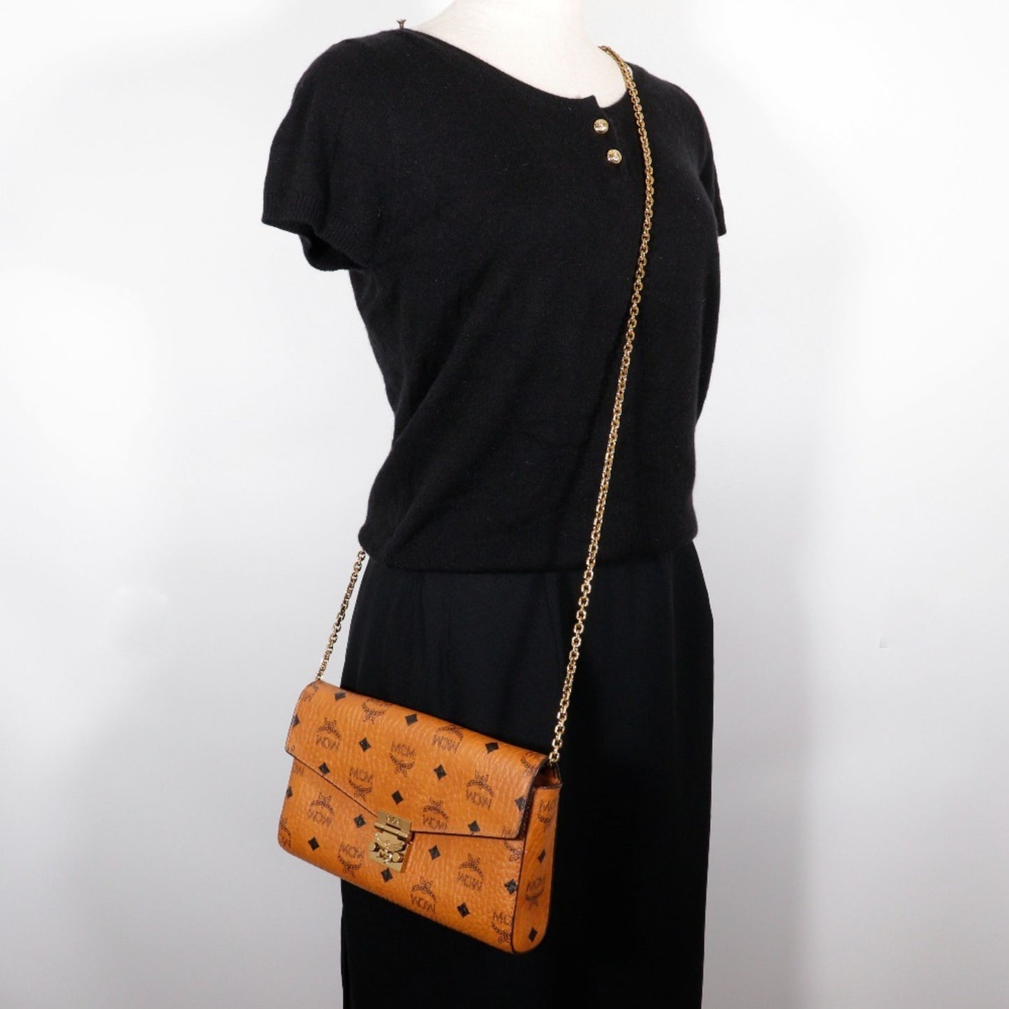 Mcm Pvc Brown Shoulder Bags