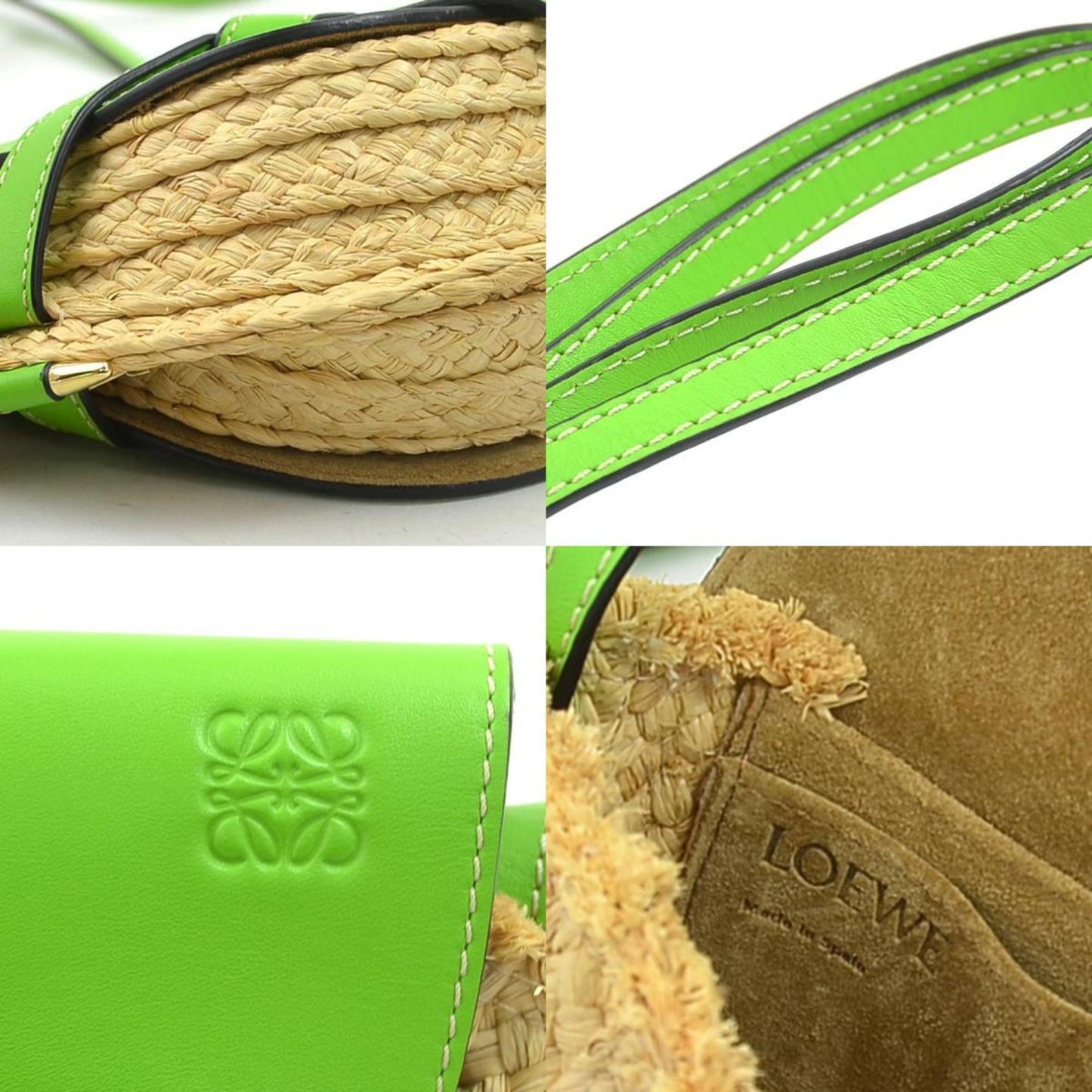 Loewe Woven Fabric Green Shoulder Bags