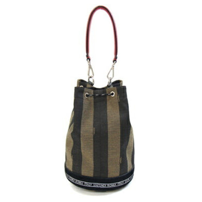 Fendi Woven Fabric Black Shoulder Bags