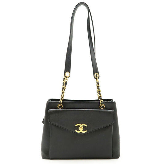 Chanel Calfskin Black Shoulder Bags