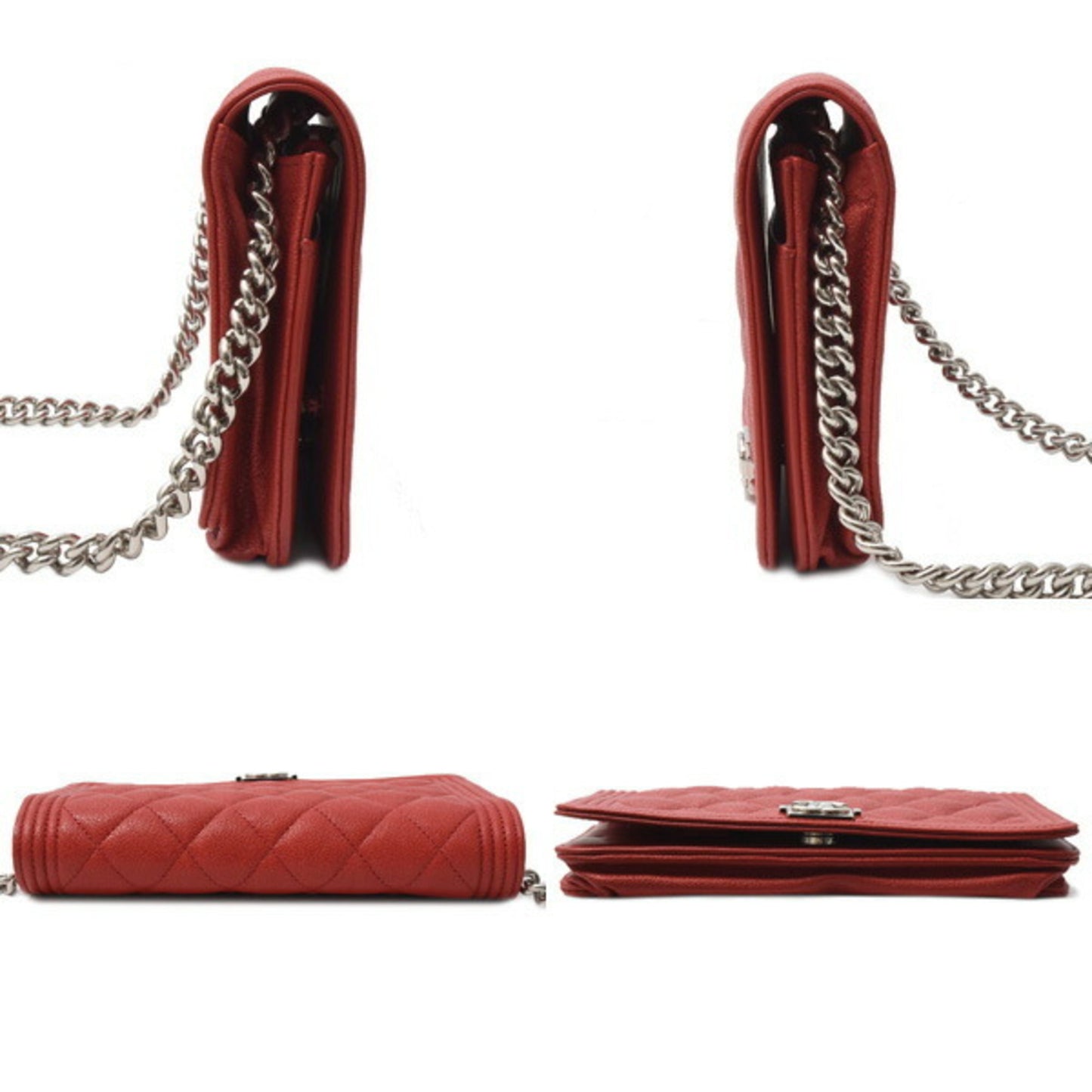 Chanel Calfskin Red Shoulder Bags