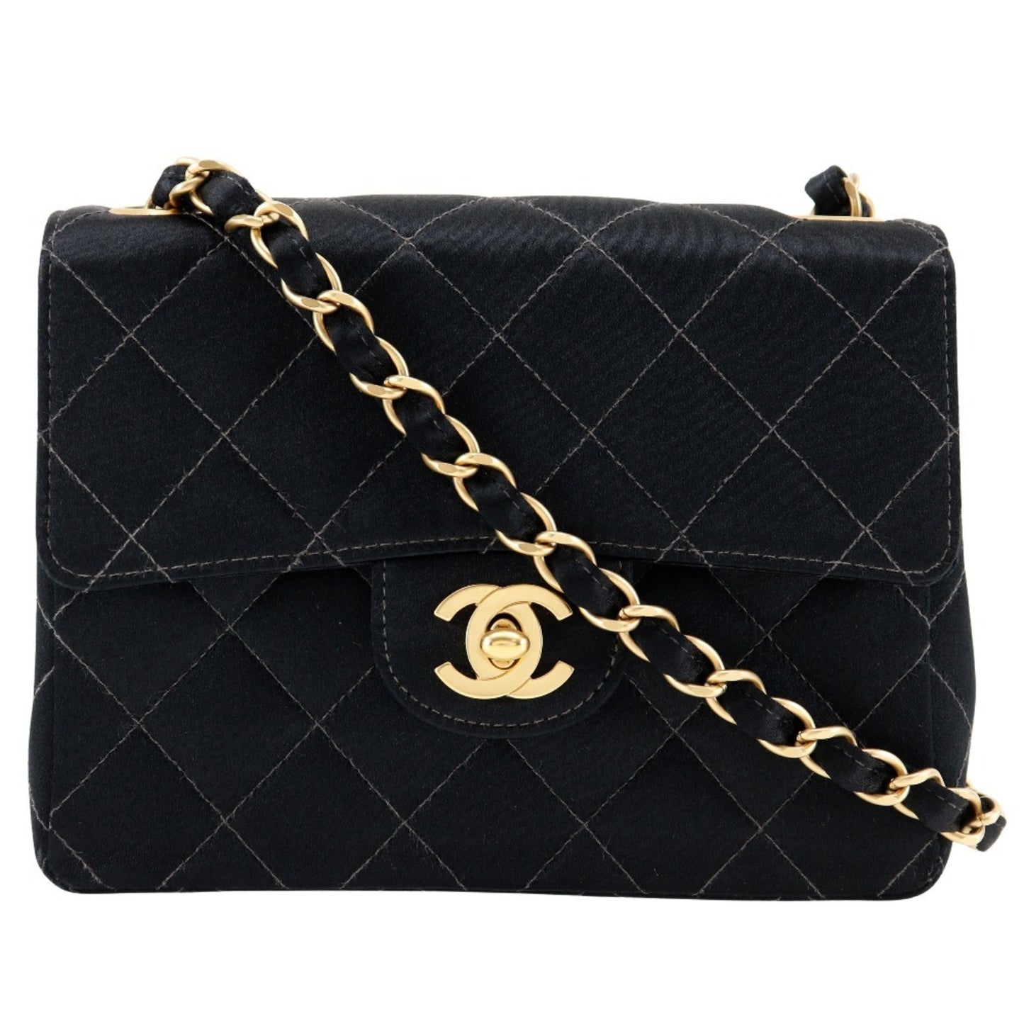 Chanel Satin Black Shoulder Bags