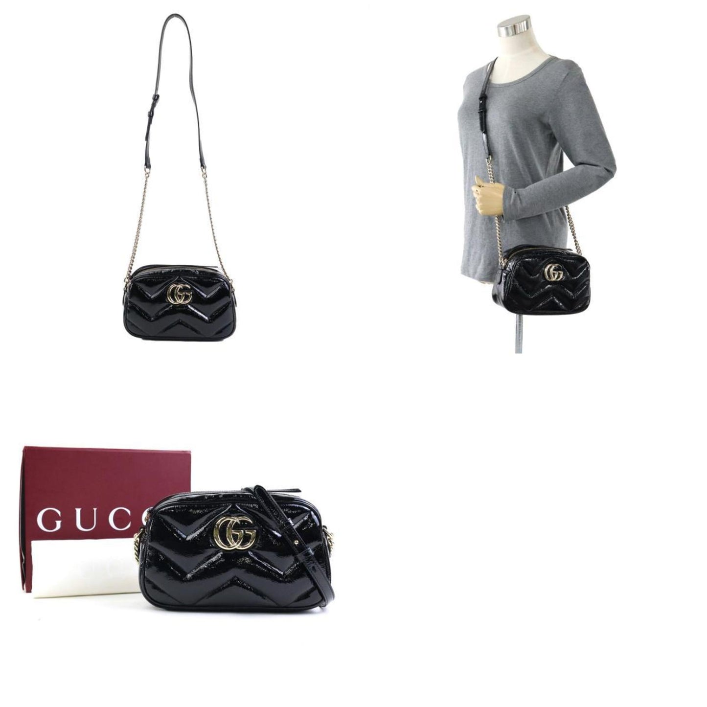 Gucci Patent Black Shoulder Bags