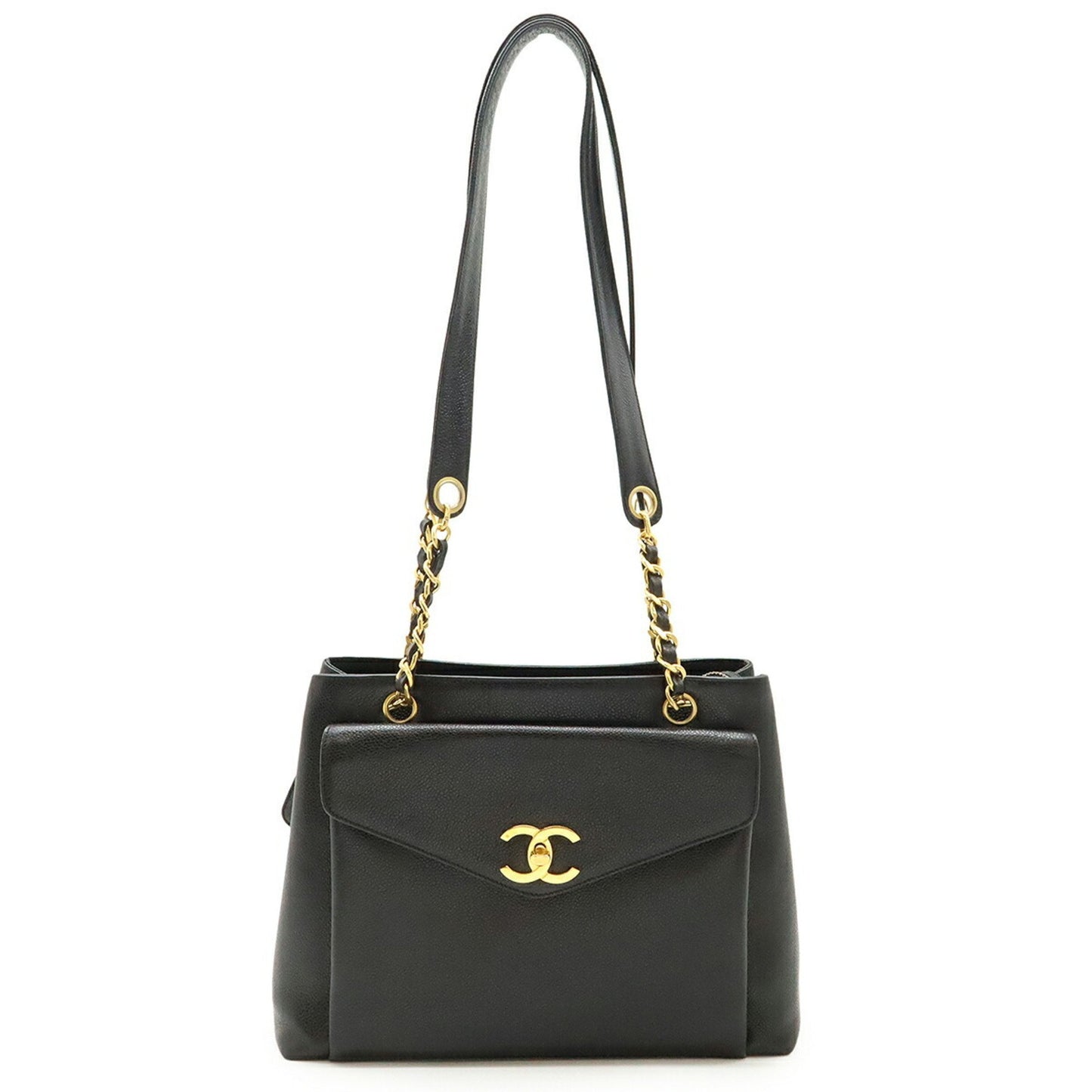 Chanel Calfskin Black Shoulder Bags